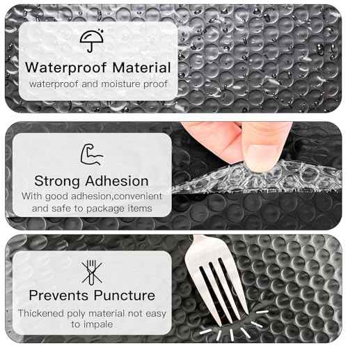 8.5 x 11 Bubble Mailers 50 Pack - Outer Size 9x12 Heavy Duty Black Padded mailer with Self Seal, Waterproof Shipping Envelopes, Bubble Wrap Protection for Ecommerce, Non See Through