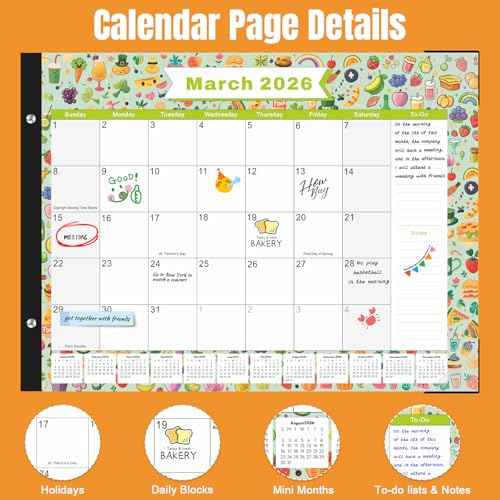 Gannyfer 2026 Desk Calendar, 18-Month Large Desk Calendar, Use Now Until Dec 2026, 22" x 17" Desktop Pad Calendar, with To-Do List, Thick Paper, Large Grid Layout (6 Stickers Included)