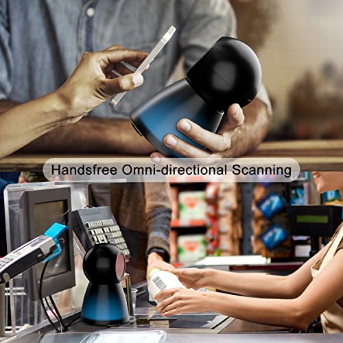 Handsfree 2D QR Barcode Scanner, TEEMI USB Wired Omnidirectional Desktop Bar Code Reader Scanner Screen Scanning CMOS Imager Presentation Bar Code Reader Compact Size, TMSL-73