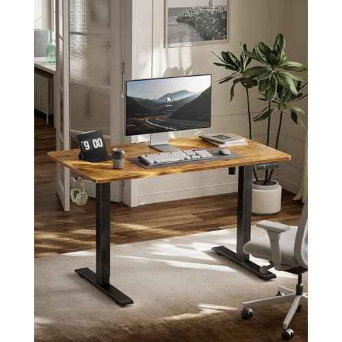 Marsail Standing Desk Adjustable Height Stand up Home Office Desk,? 48x24 Inch Electric Standing Computer Desk, with 4 Memory Presets, Headphone Hook,Cable Organizer, Rustic Brown