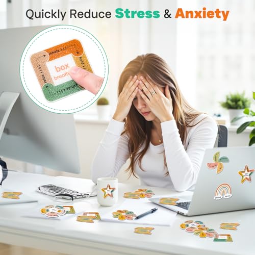 Calm Strips for Anxiety Sensory Stickers, 36Pcs 2 Textured for Mood Calming, Breathing Mindfulness Fidget Sticker for Kids, Anxiety Relief at Office & Classroom Desk
