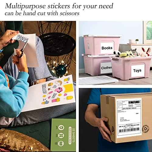 1000 Rounded Corner Half Sheet Labels, Self Adhesive Shipping Label for Laser and Ink Jet Printers, White Blank, 2 Labels Per Sheet (500 Sheet)