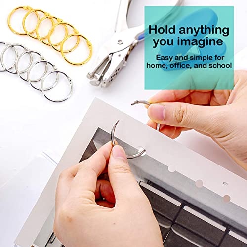 EXTRIC 1.5 Inch Binder Rings - 100 pcs Silver, Nickel-Plated, 175-Sheet Capacity