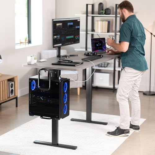 VIVO Heavy Duty Adjustable Under-Desk PC Mount, Home and Office Computer CPU Holder with Secure Locking, Supports up to 66 lbs, Black, MOUNT-PC04B