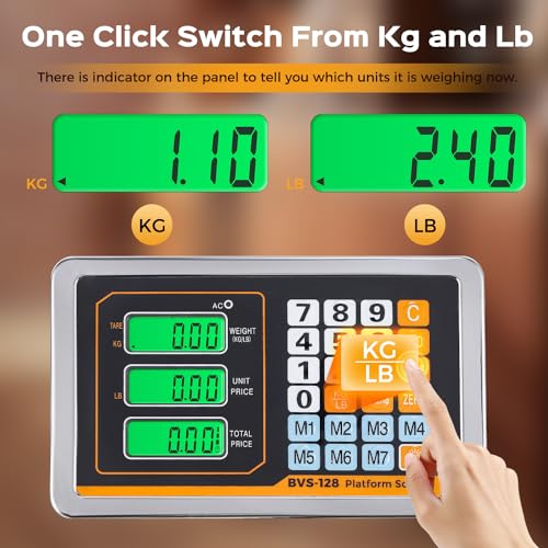 Bonvoisin Digital Heavy Duty Floor Scale 660LBs with Switchable KG/LB & Price Computing