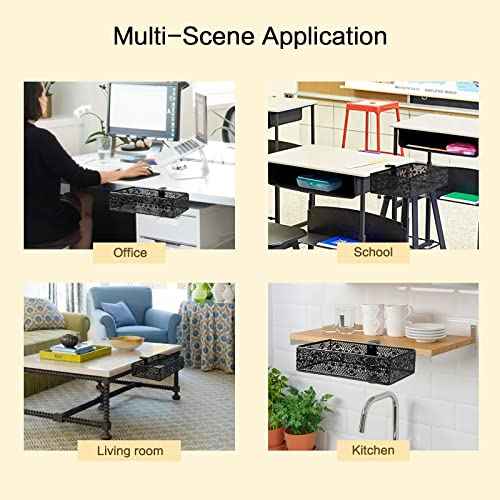Under Desk Storage Organizer for Reduced Clutter, Drawer organizers C-Clamp Mount System Firmly Clamped And Do Not Hurt The Table, Easy to Install & holds up to 8 lbs-2 Pack (Large and Small)
