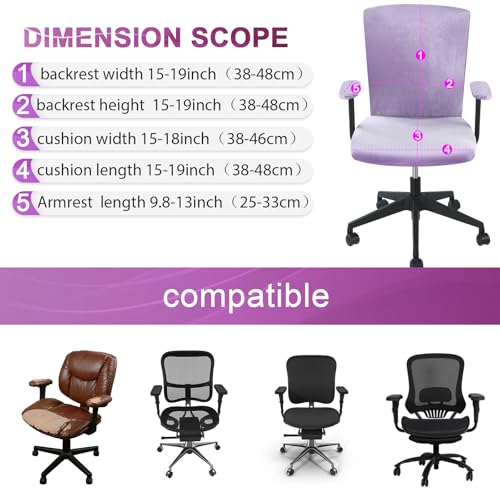 Tallew 4 Pcs Office Chair Covers Set with Armrest Purple (Purple Variation)