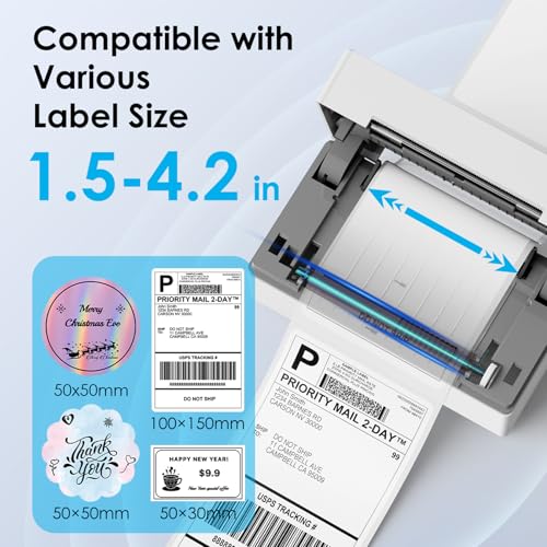 Bluetooth Thermal Shipping Label Printer, 4x6 Portable Thermal Address Label Printer for Small Business, Compatible with iPhone,Android,Windows,Mac,Chromebook ?Works with Ebay Shopify USPS&More