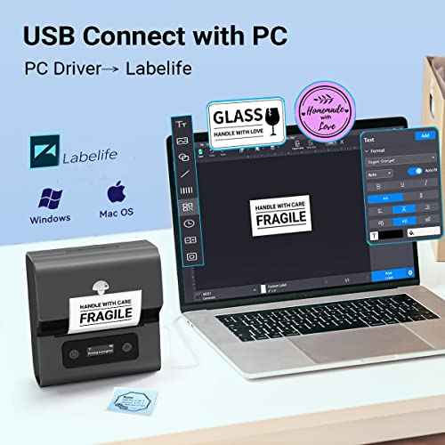 Phomemo Label Makers- Barcode Label Printer M221 3 Inch Label Maker Bluetooth Thermal Printer for Small Business/Home Use, for Barcode, Address, Logo, Stickers, Compatible with Phone & PC, Gray