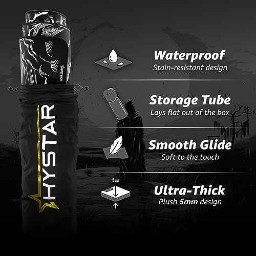 Hystar¢ç Extended Gaming Mouse Pad | XXL 36" x 16" | 5mm Thick, Waterproof Surface, Smooth Polyester Fabric, and Natural Rubber Base | Death