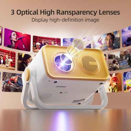 BKZ 2025 upgraded 360¡ÆAdjustable Dual Stand AI Auto Keystone Electric focus Mini Portable Projector with Bluetooth 5.4, 1080P support Outdoor and movie Projector compatible with HDMI/USB/Phone/PC