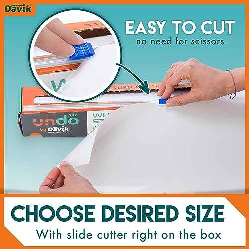 Davik - Multi-Purpose, Easy Cut and Setup Whiteboard Sticker - Customizable Peel and Stick Dry Erase Board for Wall Art or Classroom Decor- Office and School Supplies (24 Inches by 15 feet)