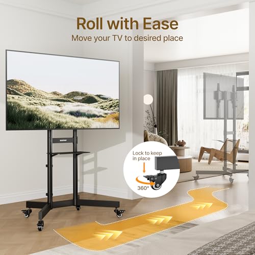 ECOTINY Upgraded Rolling TV Stand 32-86 inch, 200 lb Capacity with 64.5in Height
