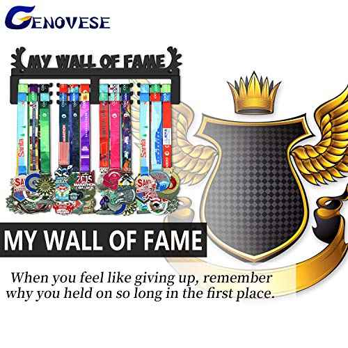 GENOVESE My Wall of Fame Medal Holder Display Hanger Rack,Sturdy Steel Metal,Wall Mounted Over 50 Medals Easy to Install