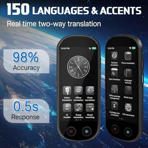 Translator Device - Real Time Language Translation Device with 150+ Languages, Upgraded Ai LanguageTranslator No WiFi Needed, Offline Recording Photo Input Translation for Travel Business Learning