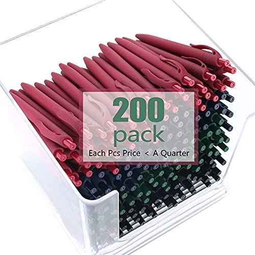 deegtran Pens Bulk, 200 Pack No Bleed Black Pens, Retractable Ballpoint Pens, Medium Point, Smooth Ink Pens, 1.0MM Black Ink