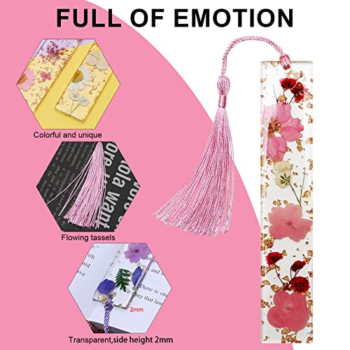 2PCS Bookmarks for Women - Handmade Dried Flower Resin Bookmarks with Tassels