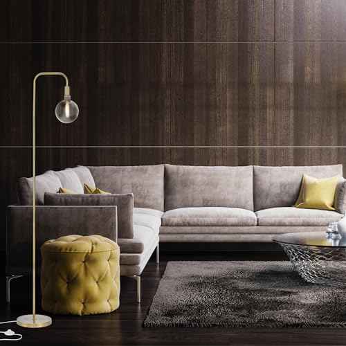 Globe Electric 67068 Holden 70" Floor Lamp, Matte Brass, in-Line On/Off Foot Switch