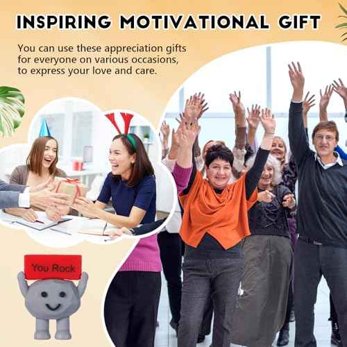 Gejoy 25 Pcs Mini Rubber You Rock Toys Positive Gifts You Rock Mini Figurines Decorations and Encouragement Birthday Motivational Gifts for Colleague Staff Teacher