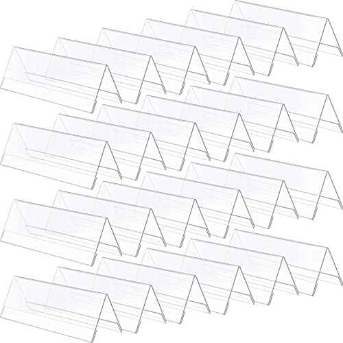 24 Pack Clear Plastic Name Plates for Desk 8.5 x 3 Acrylic Wall Name Plate Holder Desk Sign Frame for Table Display Blank Nameplate for Office Business Conference Meetingroom Student School Classroom