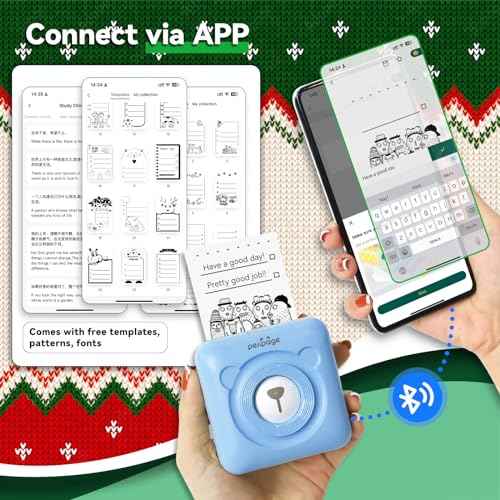 PeriPage A6 Mini Printer, Portable Thermal Printer, Mini Sticker Printer, Bluetooth Connected Phone, Compatible with iOS and Android, Printable Labels, Receipts, Notes, Photos (Blue)