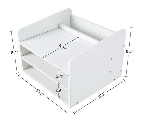 PAG Wood Desktop File Organizer Office Phone Stand for Desk Adjustable Desktop Shelf Mail Sorter Paper Magazine Holder Rack, White