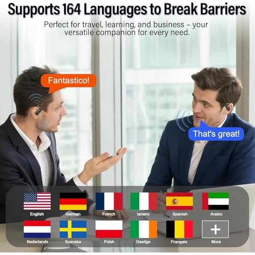 Ai Translation Earbuds Real Time,3-in-1 Buletooth 5.4 Translator Earbuds with 164 Languages/6 Translation Modes,No Subscription Required Translatior Headphones,32H Audifonos Traductores Ingl?s Espa?ol