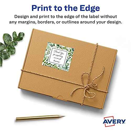 Avery Matte White Square Labels, Sure Feed Technology, 2" x 2", 600 Matte White Printable Labels