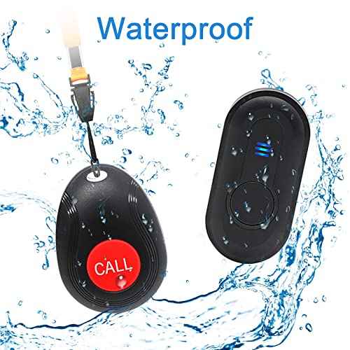 CallToU Caregiver Pager Wireless Call Button Vibration Pager 1000FT Nurse Calling Alert System for Hard of Hearing Home Elderly Disabled Patient 2 SOS Panic Button 1 Receiver, 4 Modes