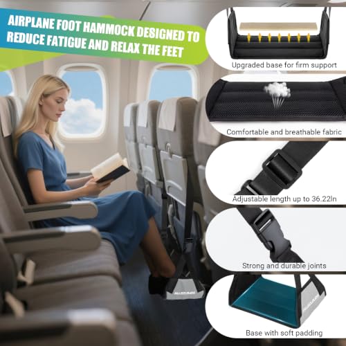 Foot Hammock for Plane Travel - Thickened Bamboo, Grey, Paleclouds