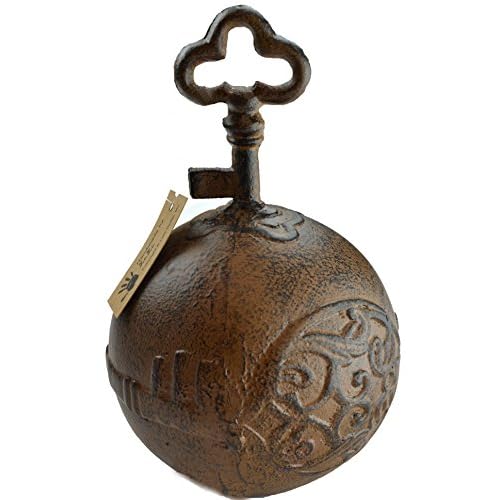 Lulu Decor Cast Iron Decorative Door Stop, 4 lbs Heavy Door Stopper, Elegant Door Weight for Home, Office, Kitchen, Patio, Securely Holding Doors Open (Brown Key)