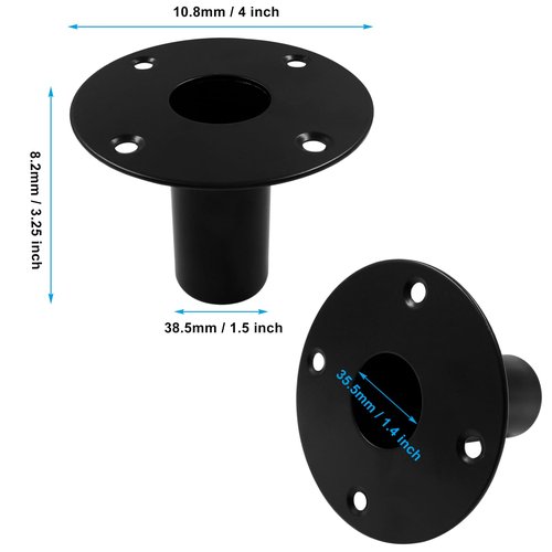 Hordion 2 pcs Speaker Stand Top Bracket, 107 * 80mm/4.21 * 3.15 Inch Metal Speaker Mounts Hat, Black Studio Speaker Mount for Stand Pole
