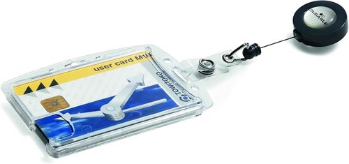 Durable Shell-Style Security ID Pass Holder 2.75" x 4.00" Inches with Retractable Badge Reel Transparent - Pack of 10 Badges - Perfect for Holding Swipe Cards, ID Cards and More.