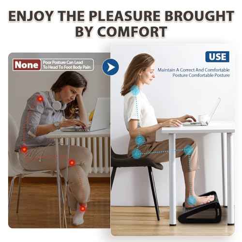 Foot Rest, Six Heights Adjustable Foot Rest for Under Desk at Work, Ergonomic Foots Stool for Under Office Desks, Under Desk Footrest with Foot Massage Roller, Chair Footrest for Leg Rests