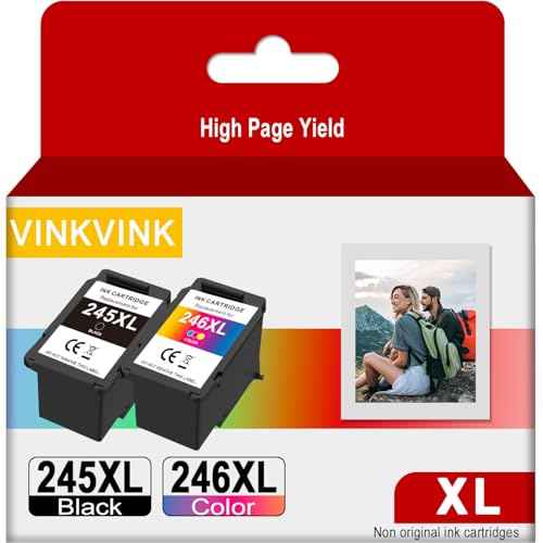 PG-245XL CL-246XL Black/Tri-Color Combo Pack Replacement for Canon 245XL Ink Cartridges for PIXMA MG2420 MG2520 MG2522 MG2525 MG2920 MG2922 MG2924 MG3020 TR4520 TS202 TS302 MG3029 (1 Balck 1 Color)