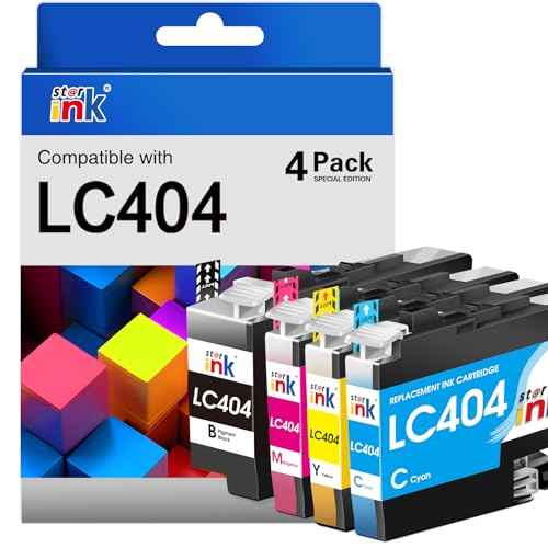 Compatible LC404 Ink Cartridges for Brother Printer Replacement for LC404 LC404 XL Ink Cartridge Compatible with Brother MFC-J1205W Ink Cartridges MFC-J1215W MFC J1205W J1215W Printer (4Pack)