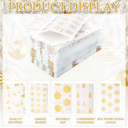 Zhanmai 100 Pcs Christmas Poly Gold Poly Bubble Mailers 5.51 x 8.27 Inch 5 Patterns Xmas Waterproof Bubble Padded Envelopes Self Adhesive Shipping Mailing Bags for Xmas Mailing Packaging
