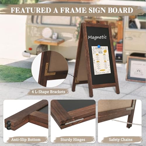AMUSIGHT 40x20 Inch Double-Sided Wooden Chalkboard Sign A-Frame Outdoor Menu Board