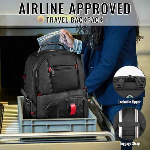 YOREPEK Large Backpack for Men, Extra Large Laptop Backpacks for Men Women, Water Resistant Travel Backpack Airline Approved Business Work Bag with USB Charging Port Fits 17 Inch Computer, Black