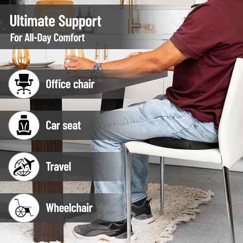 Mind Reader Air-Cloud Gel Donut Pillow, Ergonomic Memory Foam Seat Cushion with Cooling Core, Tailbone, Hemorrhoid, Pregnancy Relief, Black