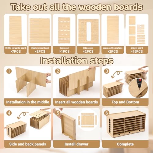 Wooden Classroom Mailboxes with 24 Slots, Student Organizer & Storage Cabinet