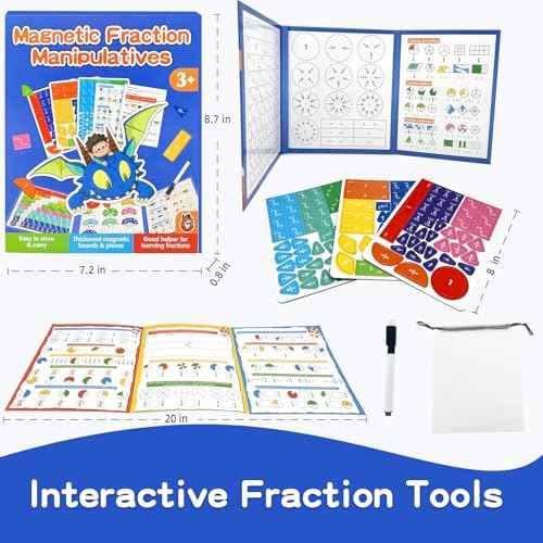 Magnetic Fraction Tiles & Circles Set with Dry Erase Board - Montessori Math Manipulatives Kit for Grade 1-5, Homeschool Classroom Fraction Puzzles and Games