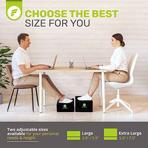 ErgoFoam Flat-Top Adjustable Foot Rest - High-Density Compression-Resistant Foam, Non-Slip, Black, Modern, Office