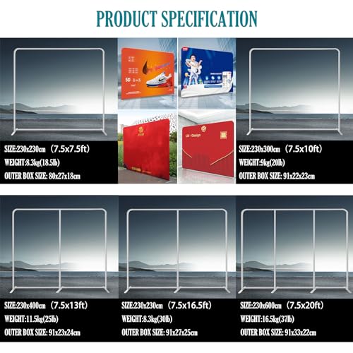 7.5x16.5FT Custom Trade Show Backdrop Tension Fabric Display with Frame & Banner