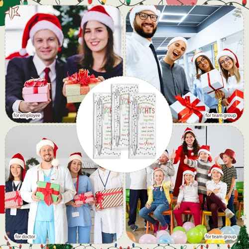 100 Sets Coworker Christmas Gift Bulk Employee Appreciation Ballpoint Pen with Inspirational Coworkers Are Like Christmas Light Cards for Office Staff Team Teacher