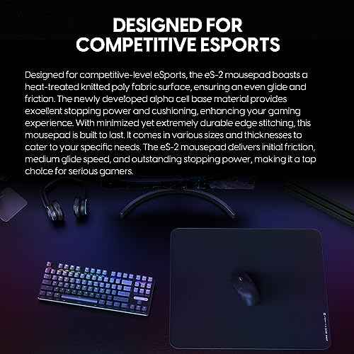 PulsarGamingGears - eS2 Esports Professional Level Gaming Mouse Pad/Mat 4mm Thickness Anti-Slip Base Anti-Fray Precision Stitching 19.3in x 16.5in (XL, Black)