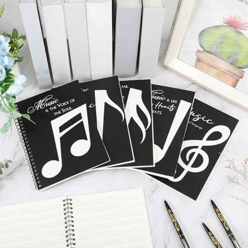 10 Set Music Themed Stationery Gifts Sets Including 10 Pcs Music Composition Manuscript Clef A5 Notebook and 10 Pcs Ballpoint Pens Music Gifts Bulk for Music Teachers Students