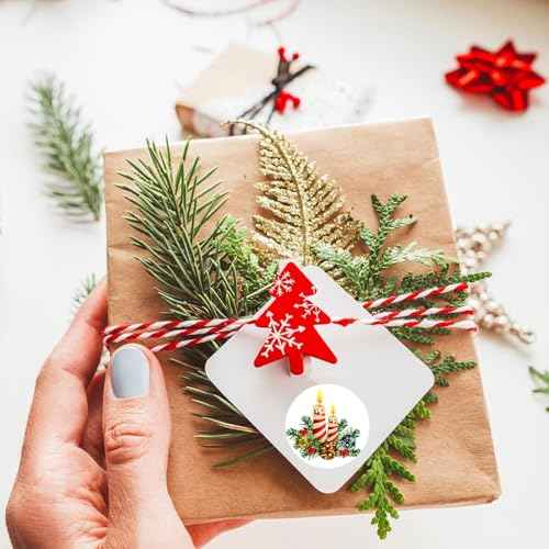 Christmas Stickers Merry Christmas Stickers for Cards Crafts Gifts, 500 Pcs Happy Holidays Sticker for Envelopes 1.5" Small Xmas Envelope Seals Sticker Roll for Gift, Boxes, Round (Christma)