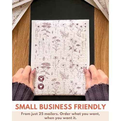 Bubble Mailers 10x13-25 Pack Biodegradable Shipping Bags for Clothes - Impack Self-Seal Protective Thick Mailing Envelope for Accessories & Clothing - Wildflower