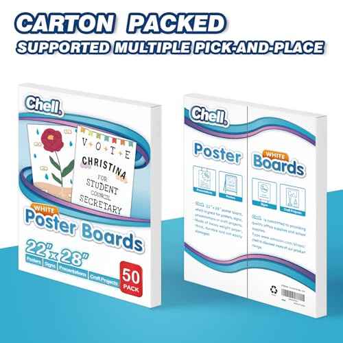 Chell Large Size 22" x 28" White Poster Board Heavyweight, for School Craft Project, 85 lb. Cover Weight, 50 Count